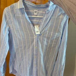 Blue/ White Striped Gap Button Up